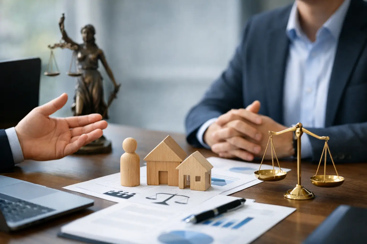 Legal advisor with scales of justice and contract documents illustrating Article 27 GDPR representation