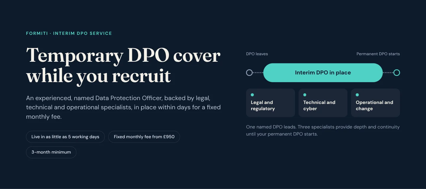 Interim DPO timeline: an interim DPO in place between the old DPO leaving and the permanent DPO starting