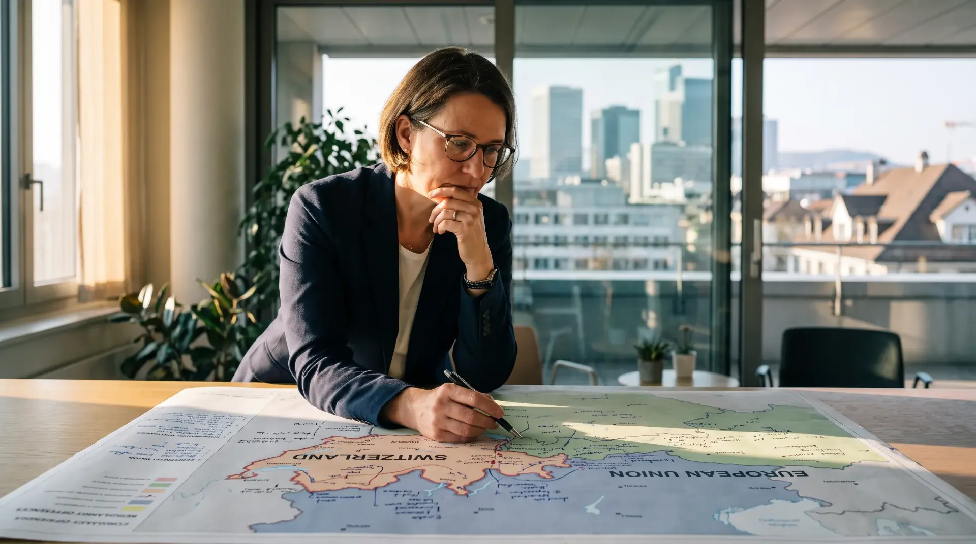Privacy professional mapping Swiss FADP and EU GDPR requirements for an AI service deployment