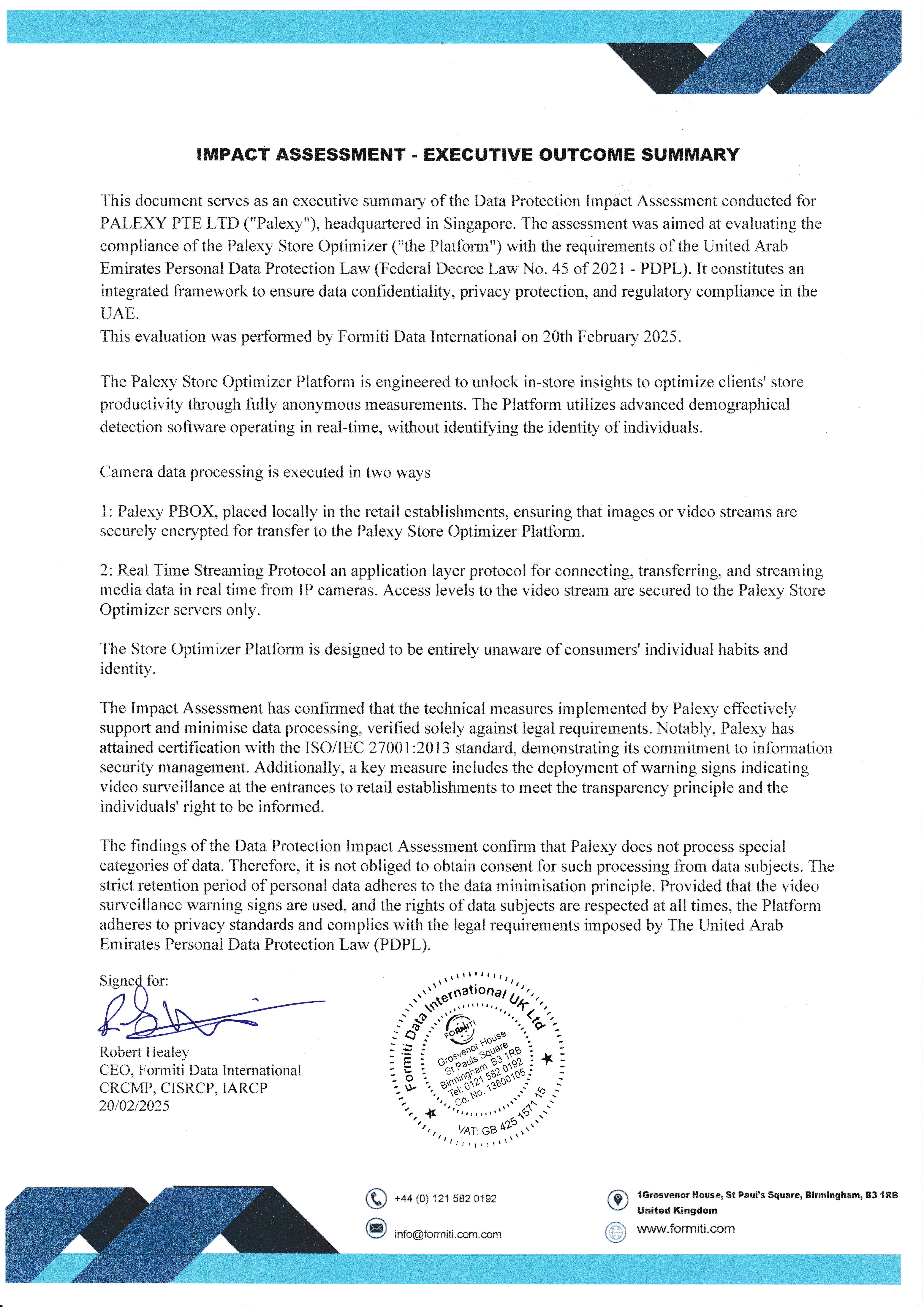 Palexy DPIA Executive Summary UAE