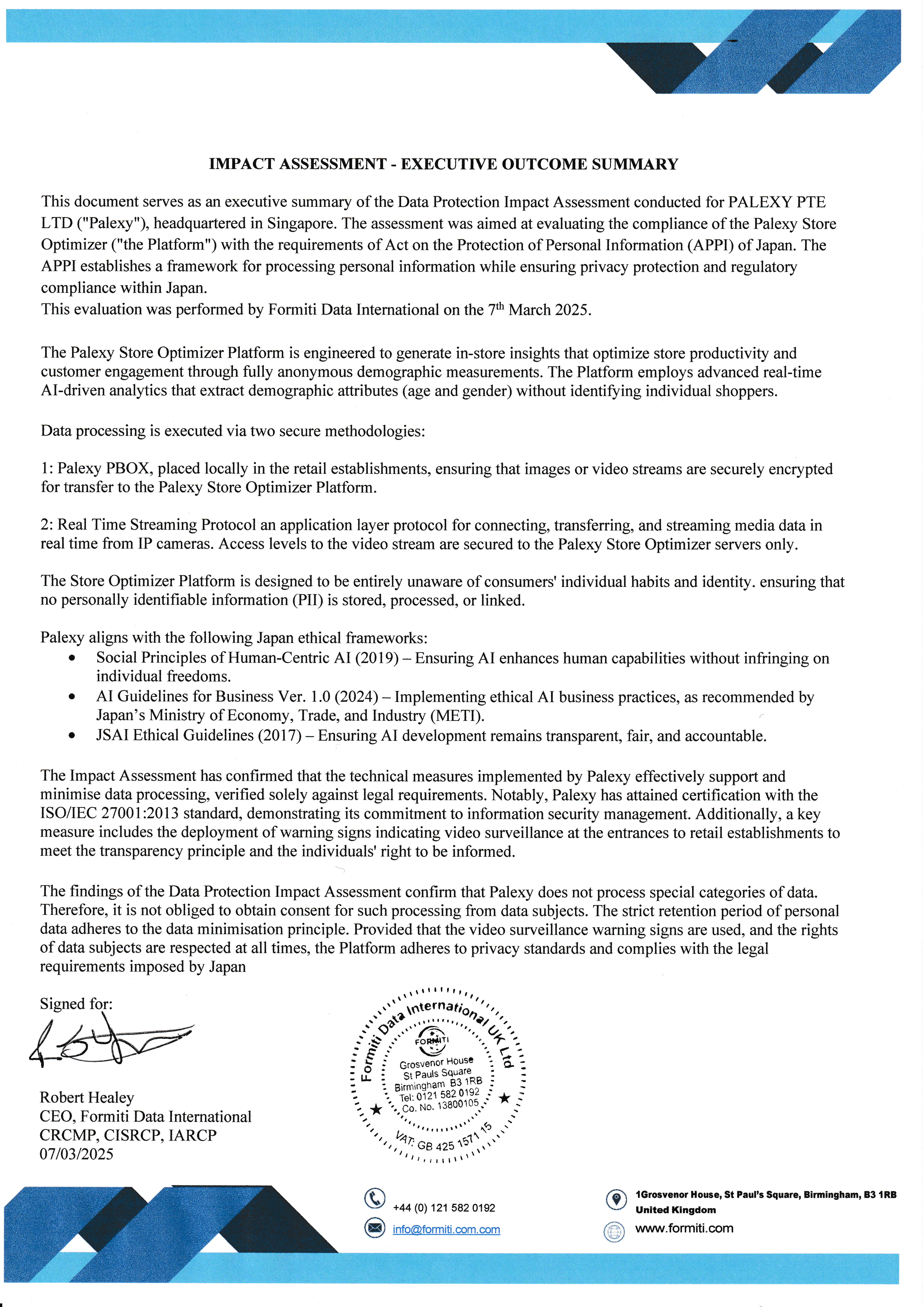 Palexy Japan DPIA Executive Summary