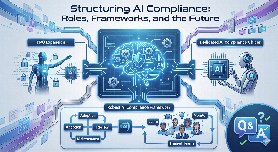 Image portrays how to structure AI Compliance Roles, Frameworks 2026