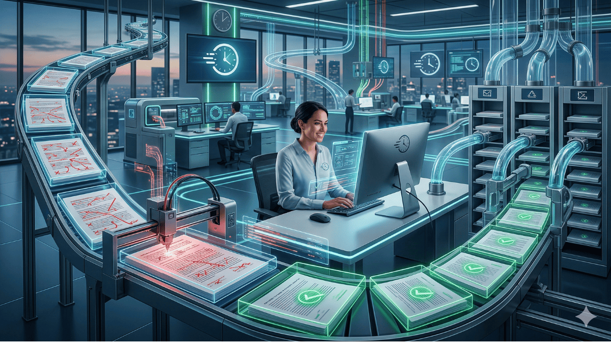 A professional marketing banner for Formiti Rapid Redline Service featuring a legal professional working at a computer with a "Start to Complete" document transformation graphic.